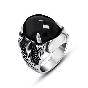 Unisex Dragon <b>Ring</b> Stainless Steel Black Red Stone Bezel Setting <b>Couple</b> Jewelry Gift SA782 - Product Image 2