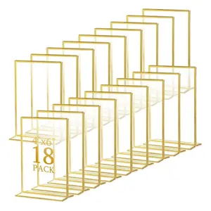 Reception Clear Table Number Display Stand Acrylic Table Numbers for Wedding Gold 1-20 Printed Table Signs Stands
