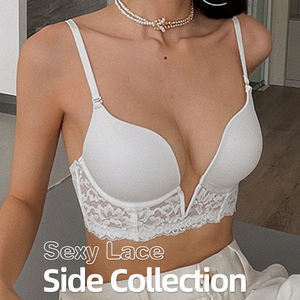 Soutien-gorge sans dos sans trace en dentelle profonde V sexy haute qualité sans fil collecte côté collection push up <span class=keywords><strong>85C</strong></span> prévenir l'affaissement soutien-gorge de levage des <span class=keywords><strong>seins</strong></span> - Product Image 4