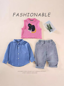 <span class=keywords><strong>Abbigliamento</strong></span> per Bambini, Completo Primaverile/Autunnale in Cotone con Stampa Animalier per Ragazzi, Nuova Collezione Autunno 2024, Camicia Casual in Maglia per Bambino - Product Image 3