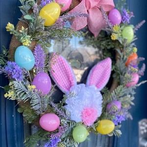 Decorazioni Pasquali <span class=keywords><strong>per</strong></span> la <span class=keywords><strong>Casa</strong></span>, Ghirlanda Floreale Rosa e Bianca <span class=keywords><strong>per</strong></span> Porta, Corona Pasquale con Croce - Product Image 4