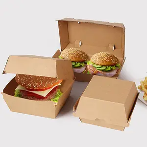 Customized box supplier eco friendly snack hamburger burger french fries fired chicken oil proof food grade packaging boxes