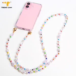 2026 핫 모바일 폰 랜야드 크로스바디 휴대폰 체인 진주 컬러풀 걸스 핸드비드 모바일 폰 케이스 세트 유니버설 체인 - Product Image 5