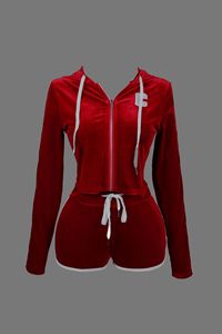 Ensemble de survêtement pour femme Viviblook Z1011ST, veste zippée à capuche, haut et short, ensemble décontracté sportif 2 pièces - Product Image 5