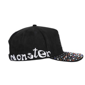 Casquette en daim brodée chenille à 5 panneaux TCAP Chine avec diamants, style baseball - Product Image 4