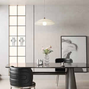 Lámpara Colgante LED de Cristal con Diseño de Ondas de Agua Estilo Bauhaus Japonés Retro, Altura Ajustable, Luz Blanca Cálida para Comedor - Product Image 5