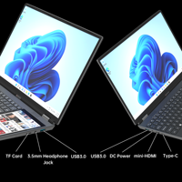 Nueva Laptop Empresarial Intel de 15.6 Pulgadas con Pantalla Táctil Dual de 7 Pulgadas, Teclado en Inglés, Windows 11, Pantalla IPS de Alto Rendimiento, Venta al por Mayor de Fábrica