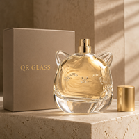Flacon de parfum vide de haute qualité, aspect cartoon, 100 ml, flacon en verre transparent, col bouclé, flacon pulvérisateur de parfum avec bouchon sphérique