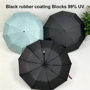 Parapluie personnalisé avec logo, diamètre 105 cm, 10 baleines, UPF50, pliage 3 volets, revêtement noir, ouverture automatique, coupe-vent, pour les trajets quotidiens, les voyages et la promotion de marque - Product Image 4