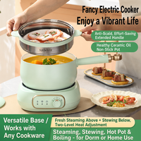 Casserole électrique portable Great Bear 1000W 3L, poêle électrique antiadhésive avec couvercle en verre