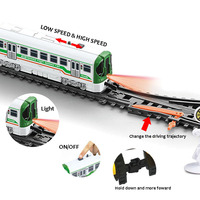 Ensemble de Train de chemin de fer électrique en plastique pour enfants, jouet de rails de Train avec lumière et son