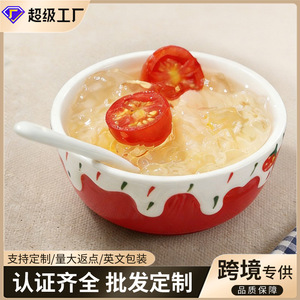 Plato de cerámica navideño para salsa, tazón de postre con relieve de fresa de dibujos animados, tazón de comida para hámster lindo y elegante. - Product Image 2
