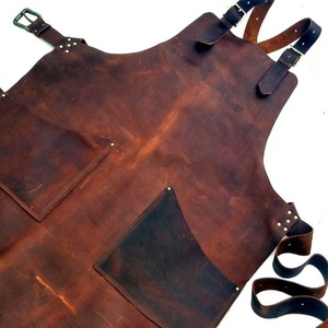 High Quality Adimani Leather Work Restaurants Workshop Apron Buckle Closure <b>Foldable</b> Pockets Kitchen Cooking Barber <b>Bbq</b> - Product Image 2