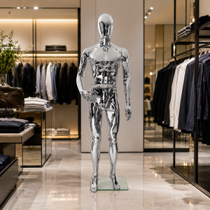 <span class=keywords><strong>Mannequin</strong></span> de présentation <span class=keywords><strong>homme</strong></span> adulte grande taille, finition argentée, en plastique, sur pied, pour boutique de vêtements masculins - Product Image 2