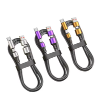 Venta caliente 120W 4 en 1 Nylon trenzado Super carga rápida USB C Cable tipo C a C Multi conectores cargador para iPhone Android