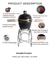 Barbecue Kamado AUPLEX pour l'extérieur, norme américaine, 23 pouces, en céramique, au charbon de bois, polyvalent, style argentin