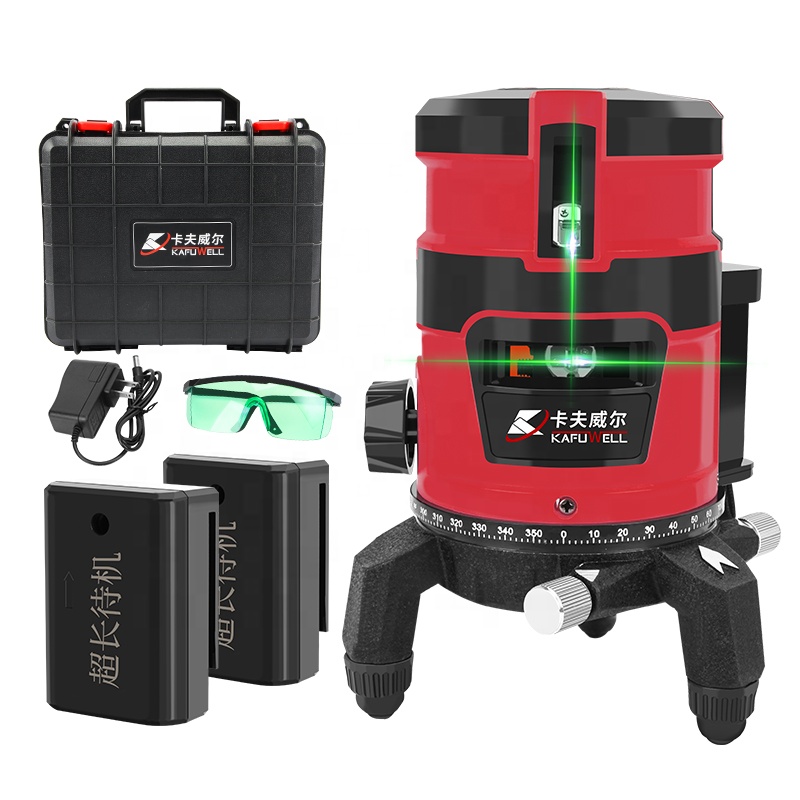 KAFUWELL JG3714A 360 инструмент 5-линейный 4D вращающийся лазерный уровень с зеленой линией водонепроницаемый строительный лазерный уровень