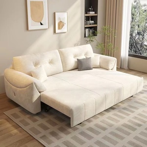 Convertible <strong>Sofa</strong> <strong>Bed</strong> with <strong>Air</strong> Storage - Cream Foldable Dual Use Sleeper for Space Saving - Product Image 3