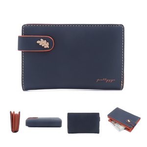 Portacarte in <span class=keywords><strong>Pelle</strong></span> Retrò Multifunzionale Prettyzys con Motivo a Foglie in Metallo, Elegante <span class=keywords><strong>Portafoglio</strong></span> con Fibbia Piatta - Product Image 3