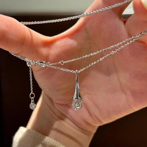 S925 Pure <b>Silver</b> <b>Necklace</b> with Star and <b>Pearl</b> Women's High-End Luxury Collarbone Chain Featuring Zircon Pendant - Product Image 1