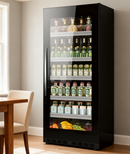 NE-380 eléctrico construcción duradera ahorro de espacio Puerta de vidrio grueso Control táctil enfriador de bebidas de vino de acero inoxidable - Product Image 3