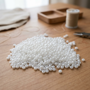 Jaunty 8'0 White Round Glass Crystal <b>Seed</b> Beads Bulk <b>Pack</b> for Jewelry Making - Product Image 2