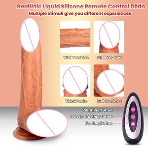 <span class=keywords><strong>Dildo</strong></span> <span class=keywords><strong>Realistico</strong></span> Telescopico Elettrico Personalizzato, Morbido, Ecologico, 100% Impermeabile, con Vibrazione e Controllo Remoto per Donne - Product Image 4
