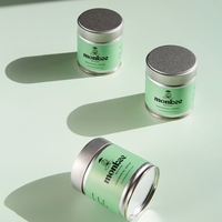 Autocollant d'étiquette de boîte de conserve Matcha bio rond personnalisé noir blanc argent boîtes de poudre de Matcha couvercle à vis