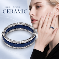 Bague en céramique bleue avec acier inoxydable, bijoux de mariage unisexes, vente en gros, échantillons et fabrication de moules personnalisés OEM ODM