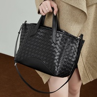 Sac à main en cuir véritable pour femmes de luxe en gros, grande capacité, sac à bandoulière tissé, sac fourre-tout
