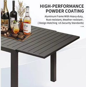 <span class=keywords><strong>Mesa</strong></span> Extensible Moderna de Aluminio <span class=keywords><strong>Gris</strong></span> Oscuro para Patio, Jardín, Hoteles y Hogar - Muebles de Comedor de Metal Duradero - Product Image 4