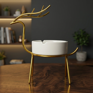 Cendrier de bureau en laiton de style nordique en forme de cerf pour la décoration de la maison - Product Image 4