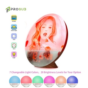 Prosub simulazione all'ingrosso Sunrise sublimazione colore sveglia lampada sveglia digitale con Radio FM sublimazione lampada sveglia - Product Image 4