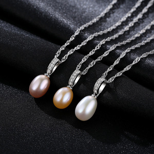 Collar de Plata de Ley S925 con Cadena de Ondas y Colgante de Perla de Agua Dulce, Joyería Minimalista para Mujer, Venta al por Mayor - Product Image 5