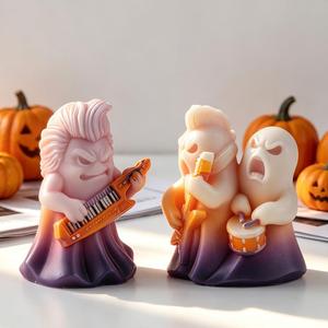 M62663 Moule en silicone pour bougie d'Halloween, motif groupe rock fantôme fantaisie, bougie fantôme d'aromathérapie - Product Image 3