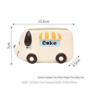 Quatre Styles Mignons Pots à Fleurs Personnalisables en Forme de Bus de Fête, d'Animaux de Dessin Animé Guérisseurs, avec Trous de Drainage et Bouchons en Caoutchouc - Product Image 6