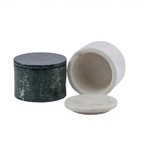 Mini-récipient en marbre de qualité supérieure, de forme ronde, pour sucre et sel, à prix raisonnable. - Product Image 1