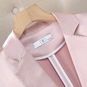 Women's Blazer Summer 2025 Acetate Satin Professional Suit Jacket Thin Breathable Solid Color Buttons Size S - Product Image 3