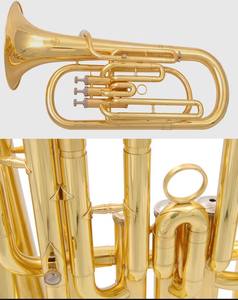 แตรเทเนอร์แนวตั้ง คีย์ Bb พร้อมเคลือบเงาสีทอง โอริฮัลคัม และโครงสร้างโลหะ - Product Image 3