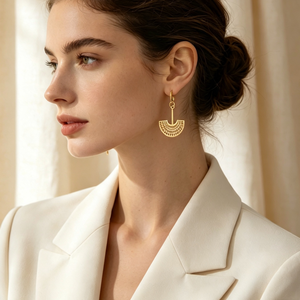 Pendientes de moda chapados en oro de 18 quilates con diseño de abalorios, aros y colgantes de acero inoxidable para mujer, venta al por mayor para diseñadores. - Product Image 2
