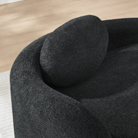Fauteuil de relaxation ovale moderne, avec accoudoir latéral et coussin, fauteuil compact et peu encombrant pour salon et chambre - Noir