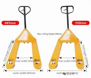 Chariot à main hydraulique avec roues en caoutchouc silencieuses, extension de fourche personnalisée adaptée aux fourches à palettes de style européen de 550 mm de largeur - Product Image 3