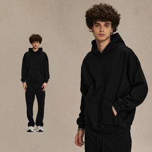 Felpa di spugna autunnale pantaloni della tuta Street ampia felpa con cappuccio girocollo Set da <span class=keywords><strong>uomo</strong></span> felpa con cappuccio personalizzata - Product Image 5