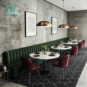 Ensemble <span class=keywords><strong>de</strong></span> mobilier personnalisé haut <span class=keywords><strong>de</strong></span> gamme avec table ronde en pierre frittée et banquette en velours pour café et restaurant - Product Image 6