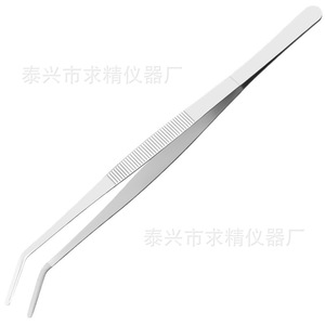 Stainless Steel Toothed Tweezers Round Tip Straight Curved 12.5 14 16 18 20 25 30cm Laboratory <b>Physics</b> Teaching Instruments - Product Image 5