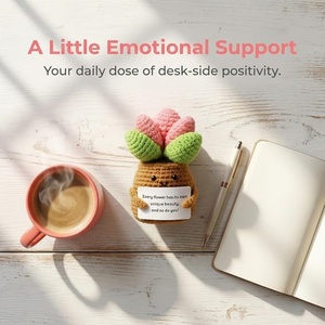 Pianta di Peluche all'Uncinetto per Supporto Emotivo, Succulenta all'Uncinetto con Biglietto di Messaggio Positivo per Decorazione Scrivania, Regalo di Compleanno, Regalo di Ringraziamento - Product Image 2