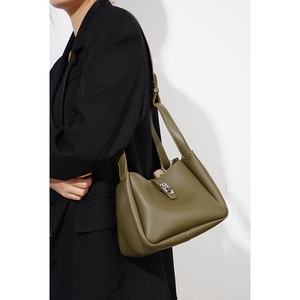 Wholesale Genuine Leather <strong>Basket</strong> Tote Bag Custom Logo <strong>Small</strong> Leather Purse Quiet Luxury Split Leather Bag Minimalist Handbag - Product Image 1