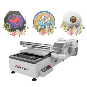 Impressora uv a cores automática 90x60 sistemas de cor direta com verniz para impressão pequena empresa