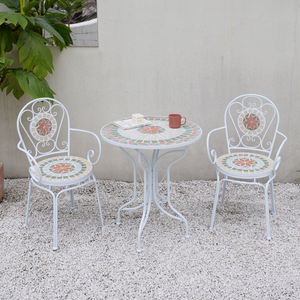 क्लासिक 3-टुकड़ा धातु बिस्ट्रो सेट-पाउडर-लेपित आउटडोर टेबल और बालकनी, गार्डन और कैफे के लिए कुर्सियां - Product Image 2