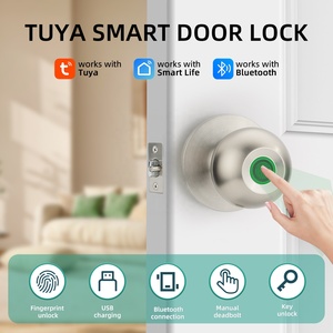 Filta Smart <strong>Door</strong> <strong>Knob</strong> Lock Fingerprint Deadbolt Keyless Entry Ball Shape <strong>Black</strong> Aluminium Round <strong>Knob</strong> for Interior <strong>Door</strong> - Product Image 1